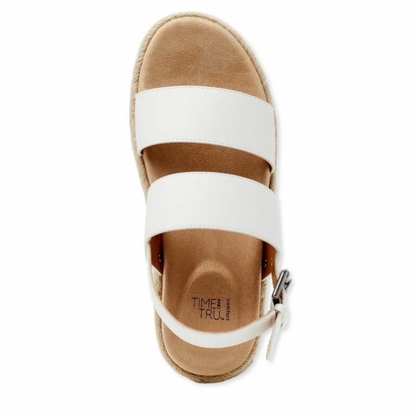 ❤️Time and Tru White Platform Espadrille Sandals New size 9.5 Comfort Flatform - Picture 7 of 10